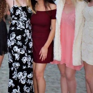 Red off the shoulder dress